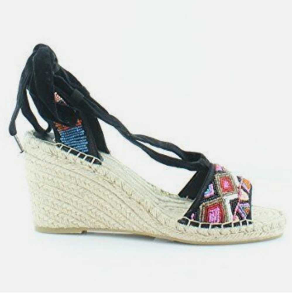 Ash Paola Fabric Open Toe Platform Sandals Black -6 - Picture 3 of 8